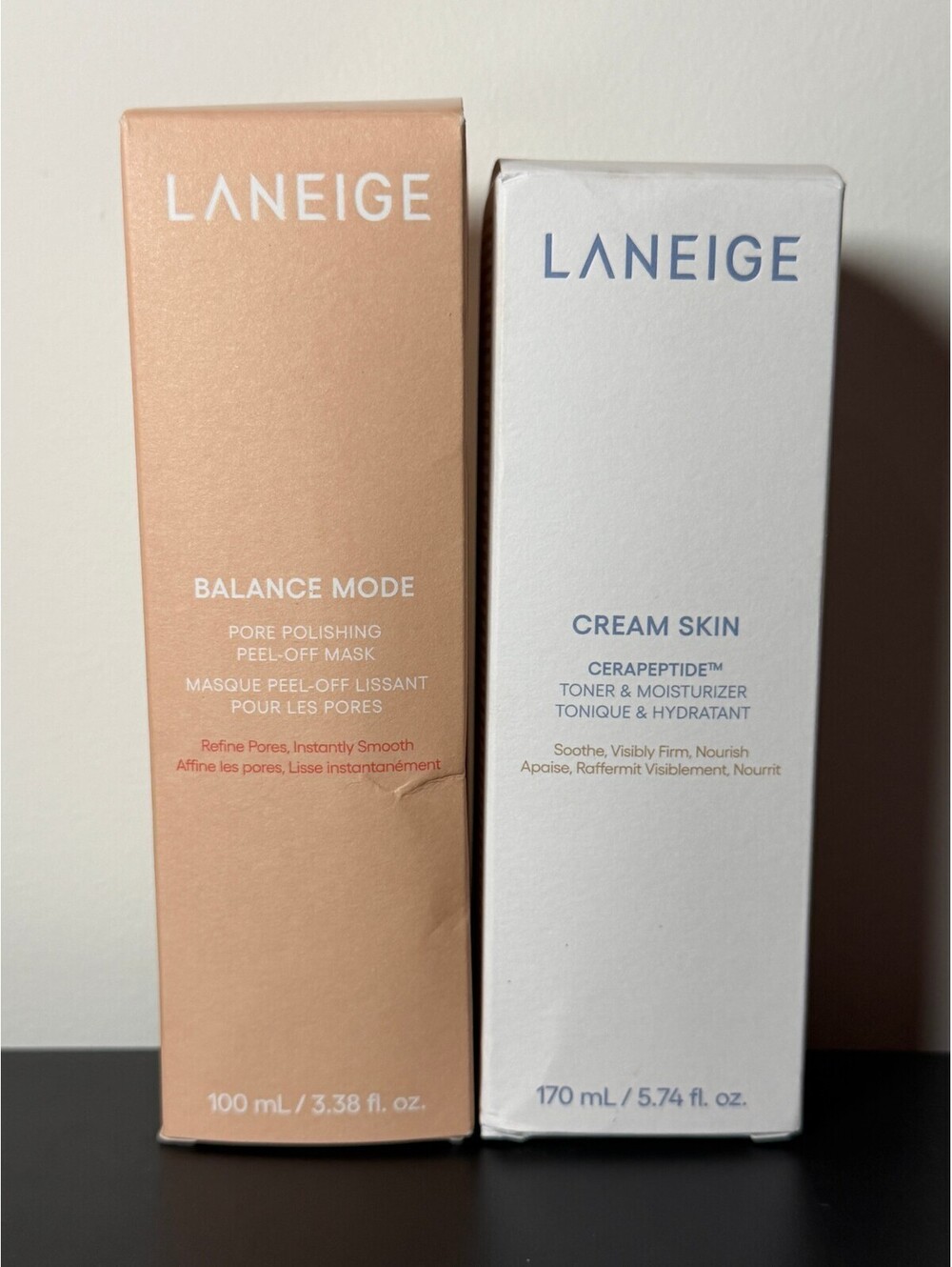 LANEIGE Cream Skin Toner Moisturizer + Balance Mode Peel-Off Mask Duo NEW